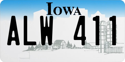 IA license plate ALW411