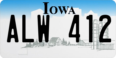 IA license plate ALW412