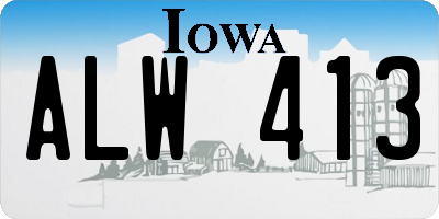 IA license plate ALW413