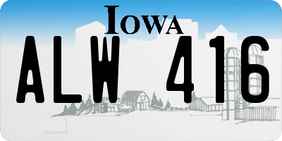 IA license plate ALW416