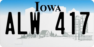 IA license plate ALW417