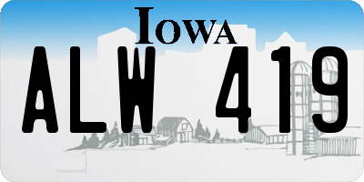 IA license plate ALW419