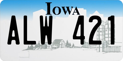 IA license plate ALW421