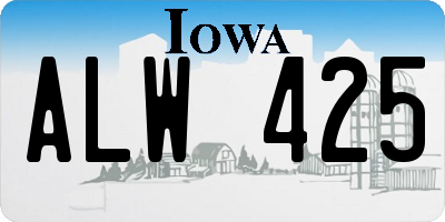 IA license plate ALW425