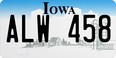 IA license plate ALW458