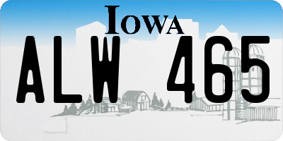 IA license plate ALW465
