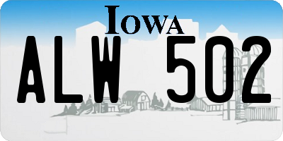 IA license plate ALW502