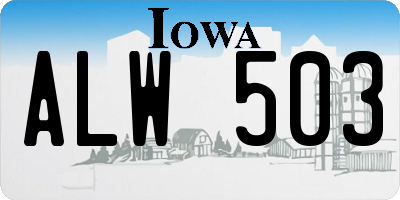 IA license plate ALW503
