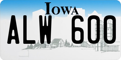 IA license plate ALW600