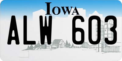 IA license plate ALW603