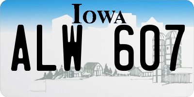 IA license plate ALW607