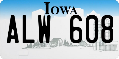 IA license plate ALW608