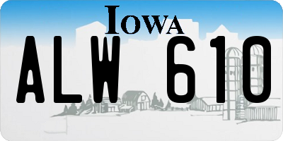 IA license plate ALW610