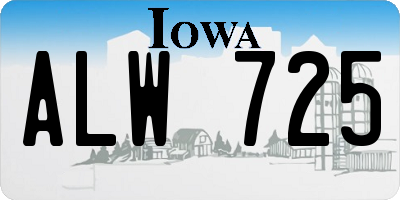 IA license plate ALW725