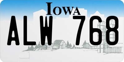 IA license plate ALW768