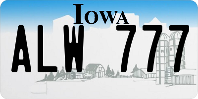 IA license plate ALW777