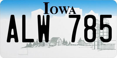 IA license plate ALW785