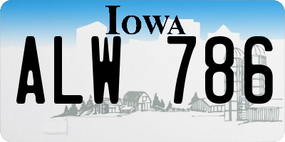 IA license plate ALW786
