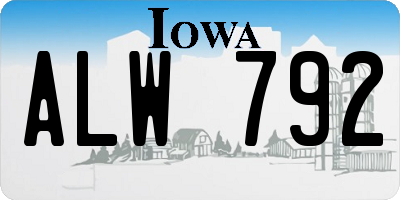 IA license plate ALW792