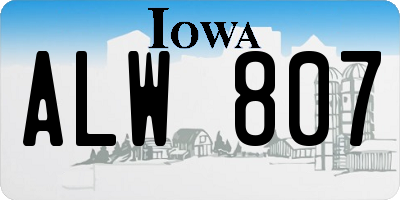 IA license plate ALW807