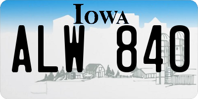 IA license plate ALW840