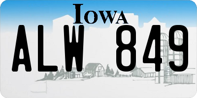 IA license plate ALW849