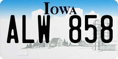 IA license plate ALW858