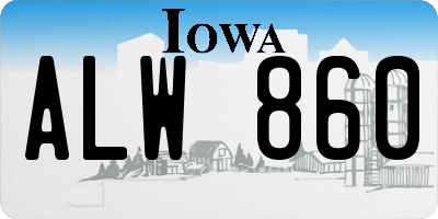 IA license plate ALW860