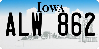 IA license plate ALW862
