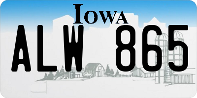 IA license plate ALW865