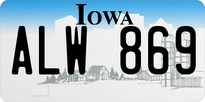 IA license plate ALW869