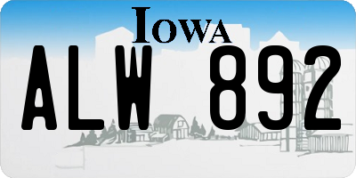 IA license plate ALW892