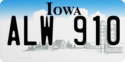 IA license plate ALW910