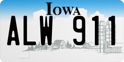 IA license plate ALW911