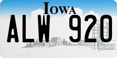 IA license plate ALW920