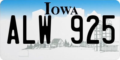 IA license plate ALW925