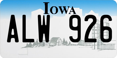 IA license plate ALW926
