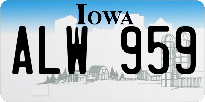 IA license plate ALW959