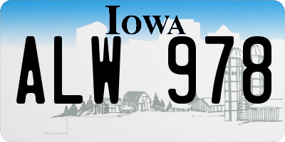 IA license plate ALW978