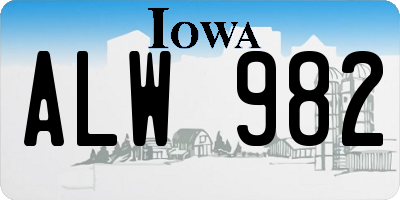 IA license plate ALW982