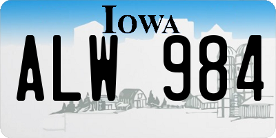 IA license plate ALW984