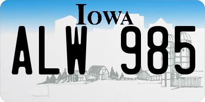 IA license plate ALW985