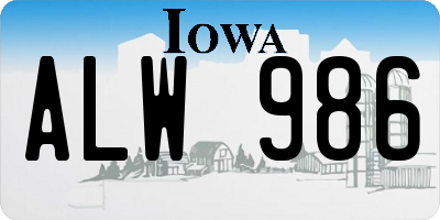 IA license plate ALW986