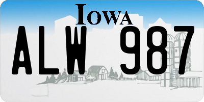 IA license plate ALW987