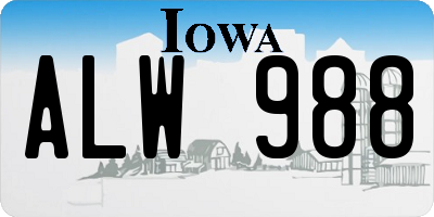 IA license plate ALW988