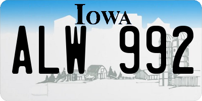 IA license plate ALW992