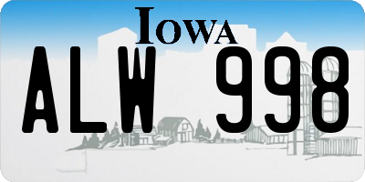IA license plate ALW998