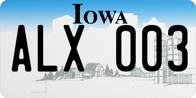IA license plate ALX003