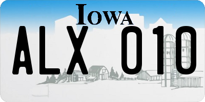 IA license plate ALX010