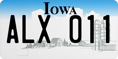 IA license plate ALX011